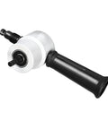 Hot Double Head Sheet Metal Nibbler With 360 Rotatable Alloy Heads For Cutting Iron Steel Copper Aluminum Electric Cordless Drill Attachment showing attachment with a black ergonomic handle.