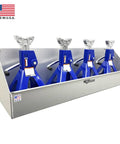 Aluminum Jack Stand Rack Holder Shelf For Trailer Garage Keeps Your Garage Clutter Free While Holding Up To Four Jack Stands 34 By 9 By 10 Inches Silver Made In USA Pre Drilled Mounting Holes Organizer For Race Car Hobby Shop