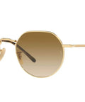 Unisex Round Sunglasses With Gold Frame And Clear Gradient Brown Lenses 51mm Hybrid Hexagonal Round Style