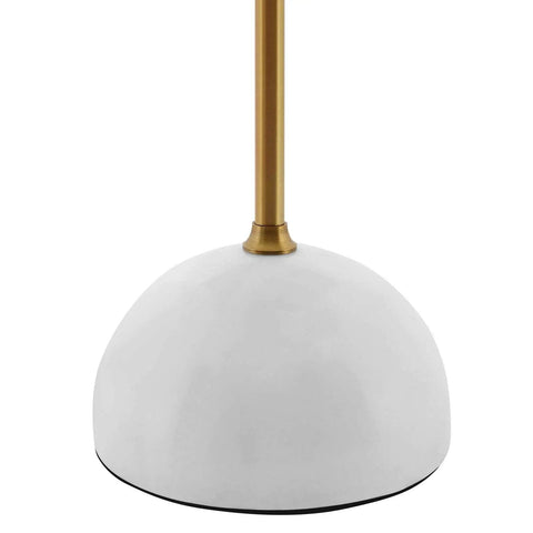 Close-up of half-dome faux marble base on Bronze And White Marble Table Lamp With Half-Dome Faux Marble Base And Matte Black Metal Shade