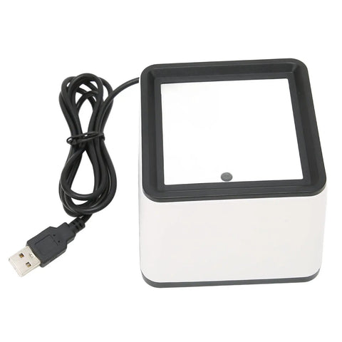 Portable Hands Free Barcode Scanner For Mobile Payments Multifunctional 1D And 2D Decoding, USB cable, white ABS build