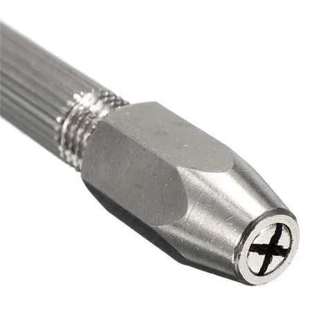 Double End Pin Vise Drill Tool 0-3.1mm Manual Gimlet Hand Drill For Precision Clock Repair Jewelry Making And Small Hobby Projects With Reversible Holders Multipurpose, silver steel tip
