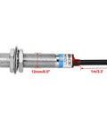 Inductive Proximity Switch Sensor NPN Normally Open For Industrial Use, 12mm metal shell, 4mm sensing, 3 wire brown blue black cable