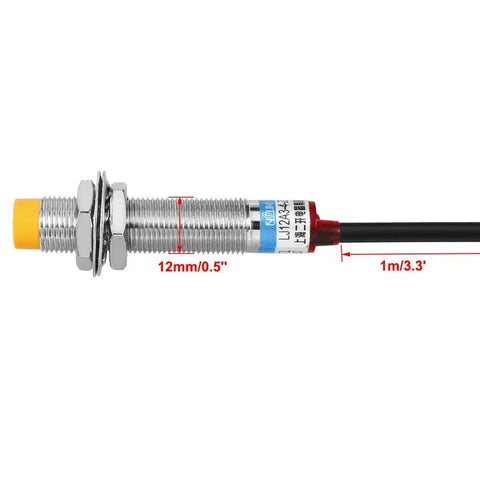 Inductive Proximity Switch Sensor NPN Normally Open For Industrial Use, 12mm metal shell, 4mm sensing, 3 wire brown blue black cable