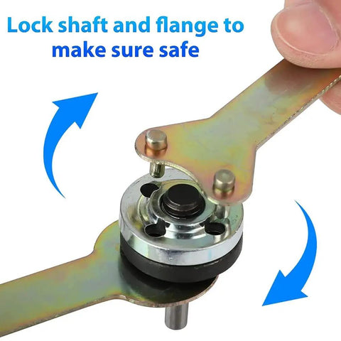 Using spanner wrench on Drill To Angle Grinder Adapter Kit with 6mm and 10mm arbors flange nut for electric drill conversion.
