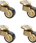 Set Of Four 25 Mm Solid Brass Casters With 1 Inch Rubber Wheels, 360 Degree Swivel, Round Cup Style, Load Capacity 150 Kg