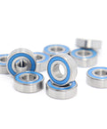 5x12x4 mm ABEC-3 Precision Ball Bearings for RC Cars and Trucks, 10 Pack, Hardened 52100 Chrome Steel, Blue Sealed Design