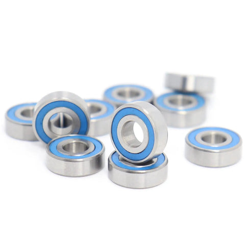 5x12x4 mm ABEC-3 Precision Ball Bearings for RC Cars and Trucks, 10 Pack, Hardened 52100 Chrome Steel, Blue Sealed Design