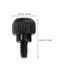 100 Pack Black Carbon Steel Thumb Screws For PC Cases With Anti Loosening Design, showing detailed dimensions and black finish.