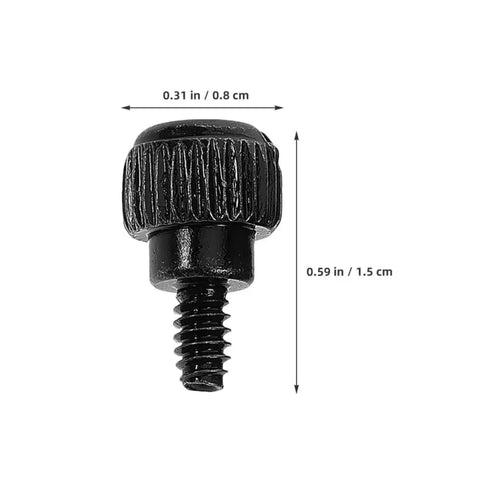 100 Pack Black Carbon Steel Thumb Screws For PC Cases With Anti Loosening Design, showing detailed dimensions and black finish.