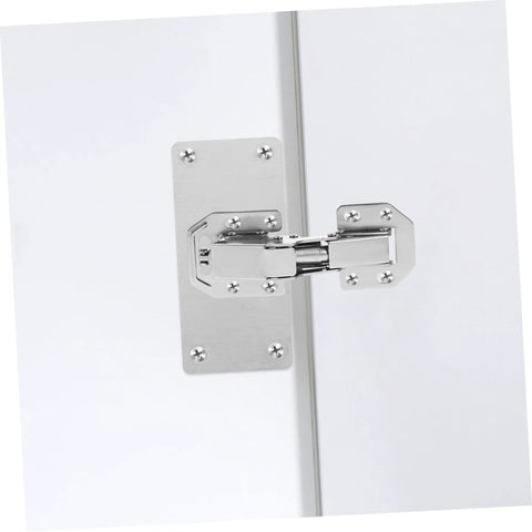 Concealed cabinet hinges in silver finish mounted on a wardrobe door.