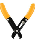 Adjustable Wire Stripper For 10-22 Awg Heavy Duty Manual Cable Cutter With Induction Hardened Edge Precision Stripping Tool For Electrical Wiring Jobs Orange And Black 130Mm Handle Design, showing open position.