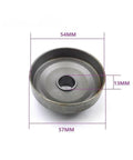 Thinking Process: 3/8 inch steel sprocket clutch drum with needle bearing, 54mm top, 57mm base, 13mm center bore