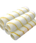 Five no-shed microfiber paint roller covers half inch nap, 9 inch length stacked, ideal for smooth walls and drywall