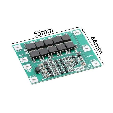 Heavy Duty 4S Lithium Ion Bms Protection Board 3 Pack 40 Amp Max Rating For 14.8V To 16.8V Cells, 55mm x 44mm green circuit board.