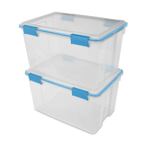 Built Tough 54 Quart Stackable Storage Bins Clear Plastic Totes With Airtight Gasket Seal And Secure Latching Lids 24 Pack Made In Usa Bpa Free Go The Distance Long Term Organizing Solution Keeps Clutter At Bay