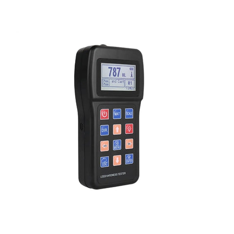 Top Shelf Digital Hardness Tester Portable Handheld Metal Gauge showing readings, designed for steel, aluminum, and copper use.