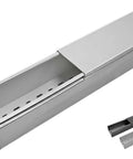 Heavy Duty 2X2 Solid Wire Duct With Snap On Cover Pre Drilled For No Fuss Cable Management Hella Durable PVC Cable Raceway in gray and black.