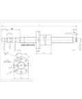 Technical drawing of Heavy Duty Ball Screw Nut End Machining For CNC Machines RM1605 SFU1605 Roller Screw End 250mm To 1500mm