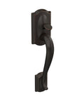 Camelot Trim Front Entry Handleset With Birmingham Lever In Aged Bronze Finish For Exterior Doors, Lower Half Kit, Adjustable Through Bolt