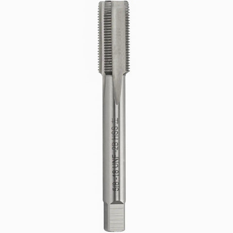 Left Hand Five Eighths Inch 18 UNF Machine Tap In HSS High Speed Steel Pro Grade Straight Flute For Metal Threading And Repair Heavy Duty Tap For Steel Aluminum Copper 102mm Length 25mm Head Square 10mm By 10mm Shank, front view