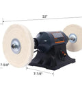Heavy Duty Benchtop Buffer Polisher With 370W Power And 3450 RPM, dual 8-inch wheels, and cast iron base for jewelry and metal polishing.