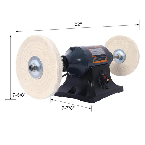 Heavy Duty Benchtop Buffer Polisher With 370W Power And 3450 RPM, dual 8-inch wheels, and cast iron base for jewelry and metal polishing.