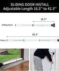 Image showing 2 In 1 Door Security Bar For Hinged And Sliding Doors Adjustable Heavy Duty Jammer, extends 16.5 to 42.3 inches, installed.