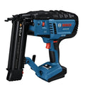 Gutsy 18 Volt Brushless Cordless Brad Nailer Kicks Out 2,000 Nails Per Charge with ergonomic grip and nail magazine.