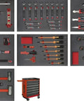 Six Piece Eva Foam Roller Cabinet Drawer Organizers Featuring Anti Grip Padding And Locked In Placement For Your Badass Garage Setup And Clean Tool Organization Solutions with various tools organized.