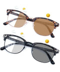 Two Pack Photochromic Reading Sunglasses for Men and Women with 1.5 Diopter Magnification, non bifocal, semi rimless frames