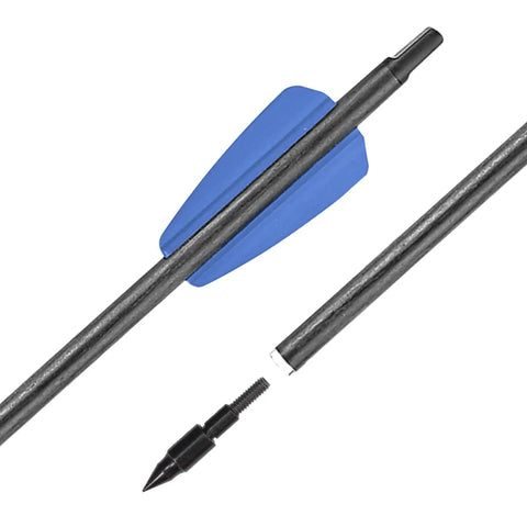 Adder 7.5 Inch Carbon Crossbow Bolts With 2 Inch Vanes 10 Pack For Fishing Small Game Hunting Target Practice Urban Prepper Bushcraft Home Defense And Recreational Shooting showing blue vane and threaded tip