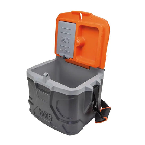 Heavy Duty Work Cooler And Lunch Box That Keeps Cold Up To 30 Hours, 17 Quart Capacity For 18 Cans, Holds 300 Pounds, lid open