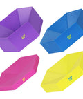 Stained Glass Soldering Jig 4 Layer Flower Mold Set with adjustable angles in purple, blue, pink, and yellow for succulent glass art.