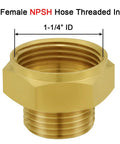 Joywayus garden hose adapter, 1-in NPSH female inlet, 3/4-in GHT male, solid brass heavy-duty connector