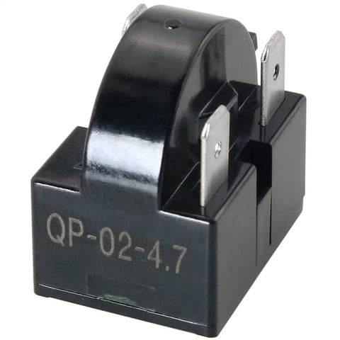 Close-up of Fridge Compressor Starter Relay Kit 4.7 Ohm 3 Pin PTC Relay With Overload Protector Replacement Pack For Refrigerators