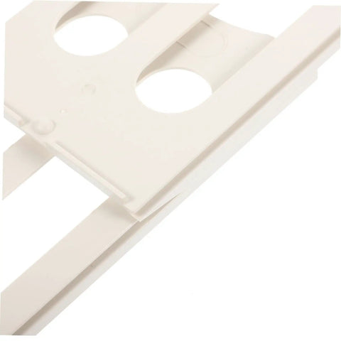 Heavy Duty Wall Mount Card Holder For Garage Shop Warehouse Factory Slick Plastic Label Tag Rack showing sturdy white plastic with two circular slots.