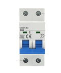 Heavy Duty 2P DC MCB Circuit Breaker 6KA 500V Battery Main Switch, white and blue flame-resistant housing.