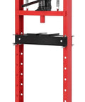 Front view of 20 Ton Hydraulic Press Heavy Duty Adjustable H Frame Garage Floor Shop Press with Stamping Plates for auto repair.