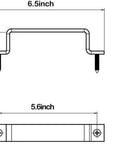 Technical diagram of 6-1/2 Inch Sliding Barn Door Handle Pull Set, black steel with anti-rust frosted finish for doors, gates, garages, sheds, and closets.