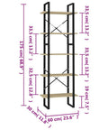 Industrial Style Dope Wall Mounted Book Cabinet With Adjustable Shelves In White Engineered Wood And Metal, 175 cm tall