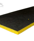 Pro Level R6 Fiberglass Acoustic Insulation Boards For Drywall And Ceilings One Point Five Inch Thick By Twenty Four By Forty Eight Inch Quick Lay Batt side view showing black and yellow layers.