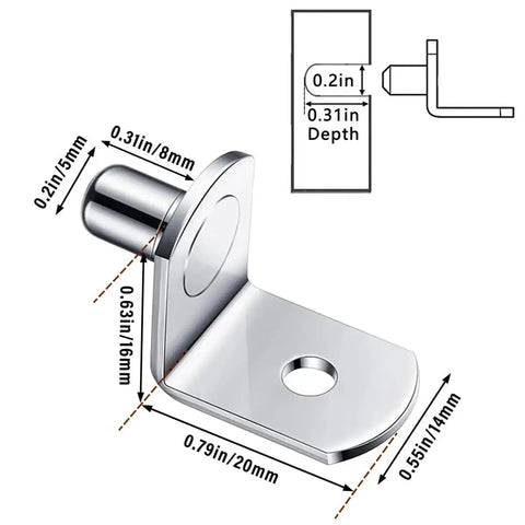 Beefy Heavy Duty Shelf Brackets And Wall Mounts For Cabinets And Closets, size diagram showing steel bracket dimensions