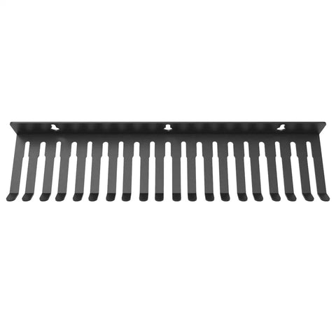 Front view of Wall Mount Cable Hanger And Organizer With 19 Slots For Patch Cables, Audio Cables And Computer Cables, 14 Inch Wide