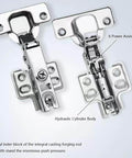 4 Pack Concealed Kitchen Cabinet Hinges With Full Overlay Alignment 105 Degree Soft Close Adjustable Includes 24 Mounting Screws For Easy Install Two Pairs Per Pack showing hydraulic cylinder body and power assist arms