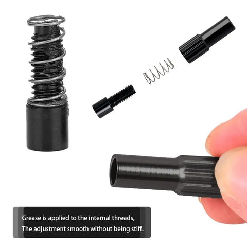 Close-up of Four Pack Aluminum Alloy Bike Cable Adjusters For Brake And Gear Shift CNC Machined, showing internal threads.