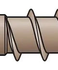 No Sweat Finish Trim Screws #7 X 2 In Tan Exterior Coating With Rapid Entry Sawtooth Tip shown in detail from side view.