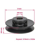 Heavy-Duty Single Groove Web Sheave for V-Belt Systems, 3.0 Inch OD, 5/8 Inch Bore, Cast Iron Pulley with keyseat dimensions shown