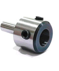 Front view of tool-steel annular cutter holder with 1/2 in shank, lock screw, accepts 19 mm shank broaches.