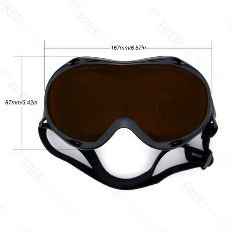 Top Shelf Professional Laser Safety Glasses With Knockout Od Six Plus Shielding Across Wide Band Wavelengths For Makers And Lab Techs In Sleek Black Protective Frames, front view with strap.